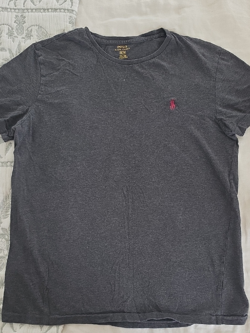 Polo by Ralph Lauren Charcoal Short Sleeve Tee with Burgundy Pony